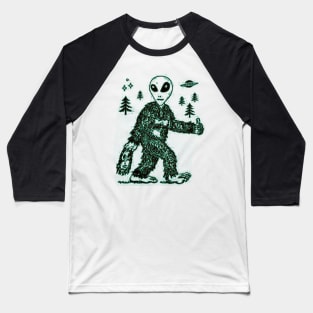 Alien Bigfoot Baseball T-Shirt